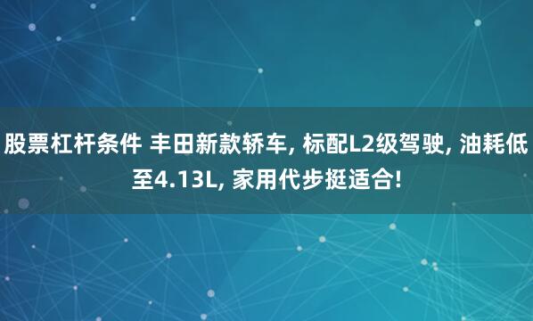 股票杠杆条件 丰田新款轿车, 标配L2级驾驶, 油耗低至4.13L, 家用代步挺适合!
